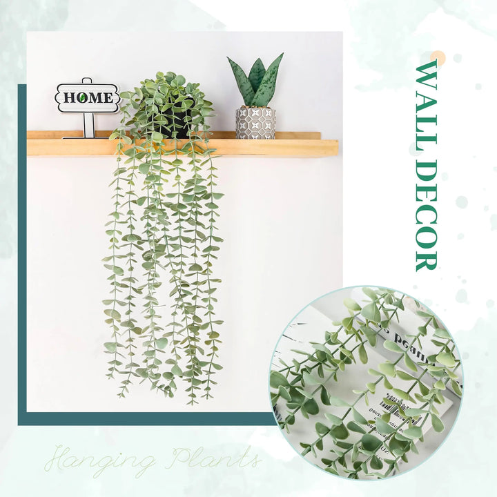 Der Rose Fake Eucalyptus Hanging Plant for Boho Bathroom Wall Art Decor