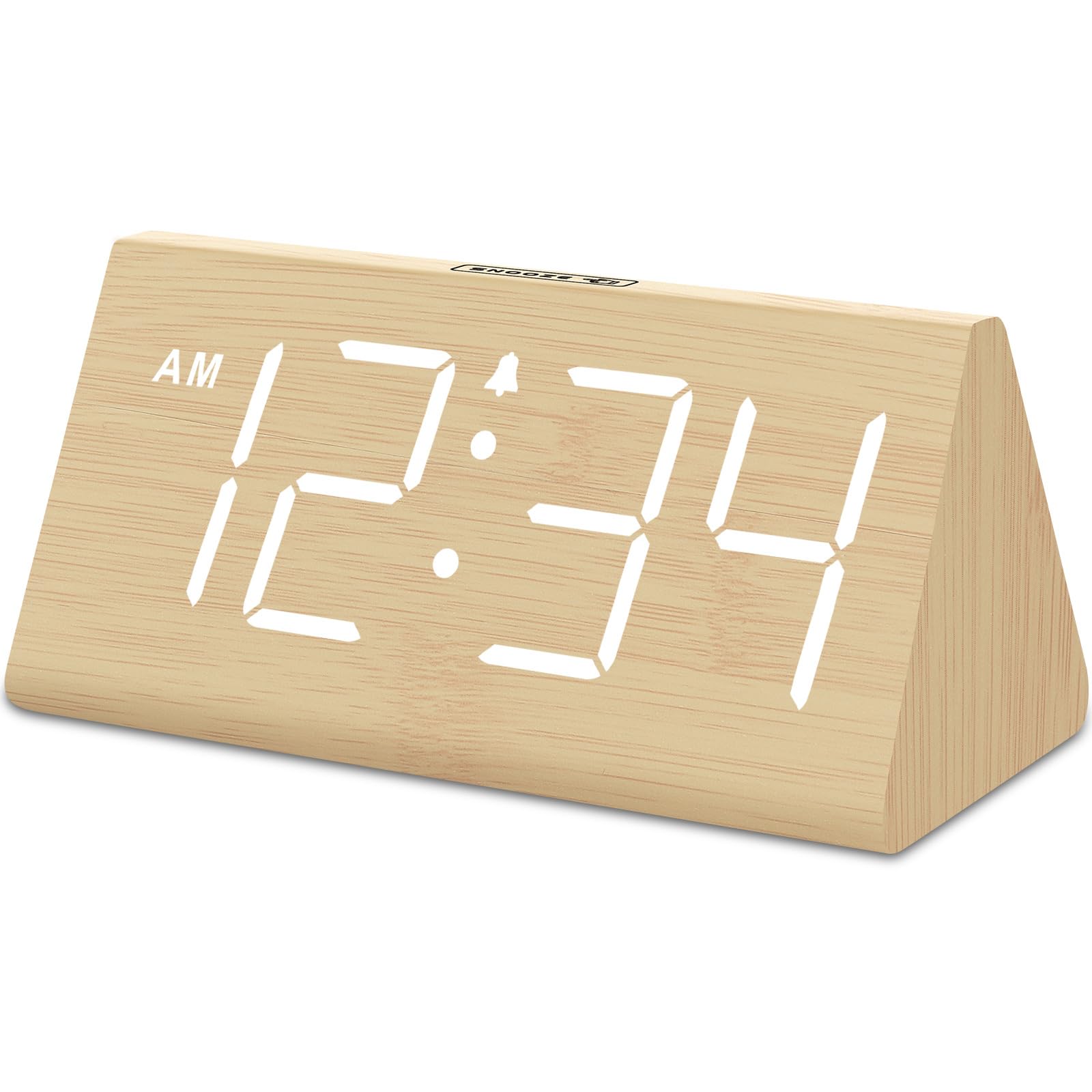 DreamSky Wooden Digital Alarm Clock for Bedrooms Desk with Large Numbers 
