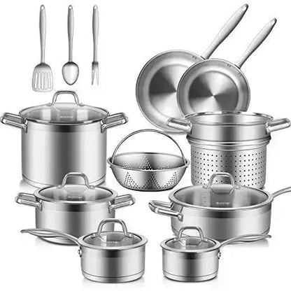 Duxtop Professional Stainless Steel Cookware, 17-Piece Set - Silver