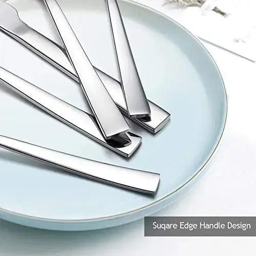E-Far Silverware 60-Piece Stainless Steel Modern Flatware Set - Silver