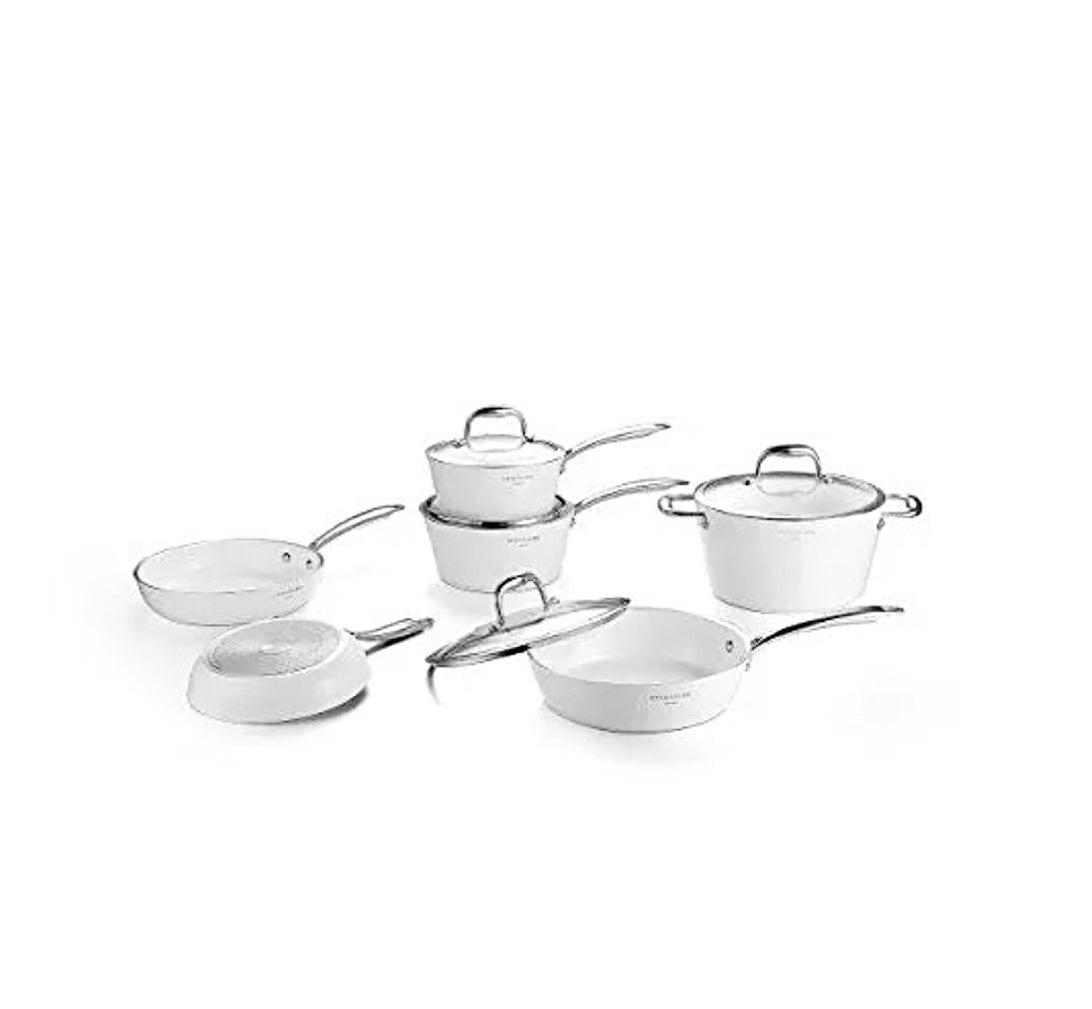 Cook Code Swan 10-PC Ceramic Nonstick Induction Cookware Set - White cook code