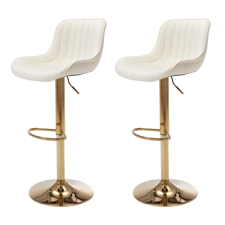 ECHINGLE Velvet Bar Stools Set of 2 - Swivel Counter Height Barstools with Back &amp; Adjustable Height, Modern Gold Kitchen Island Stools for Bar, Armless Pub Stools, Soft Beige Upholstered Seating 