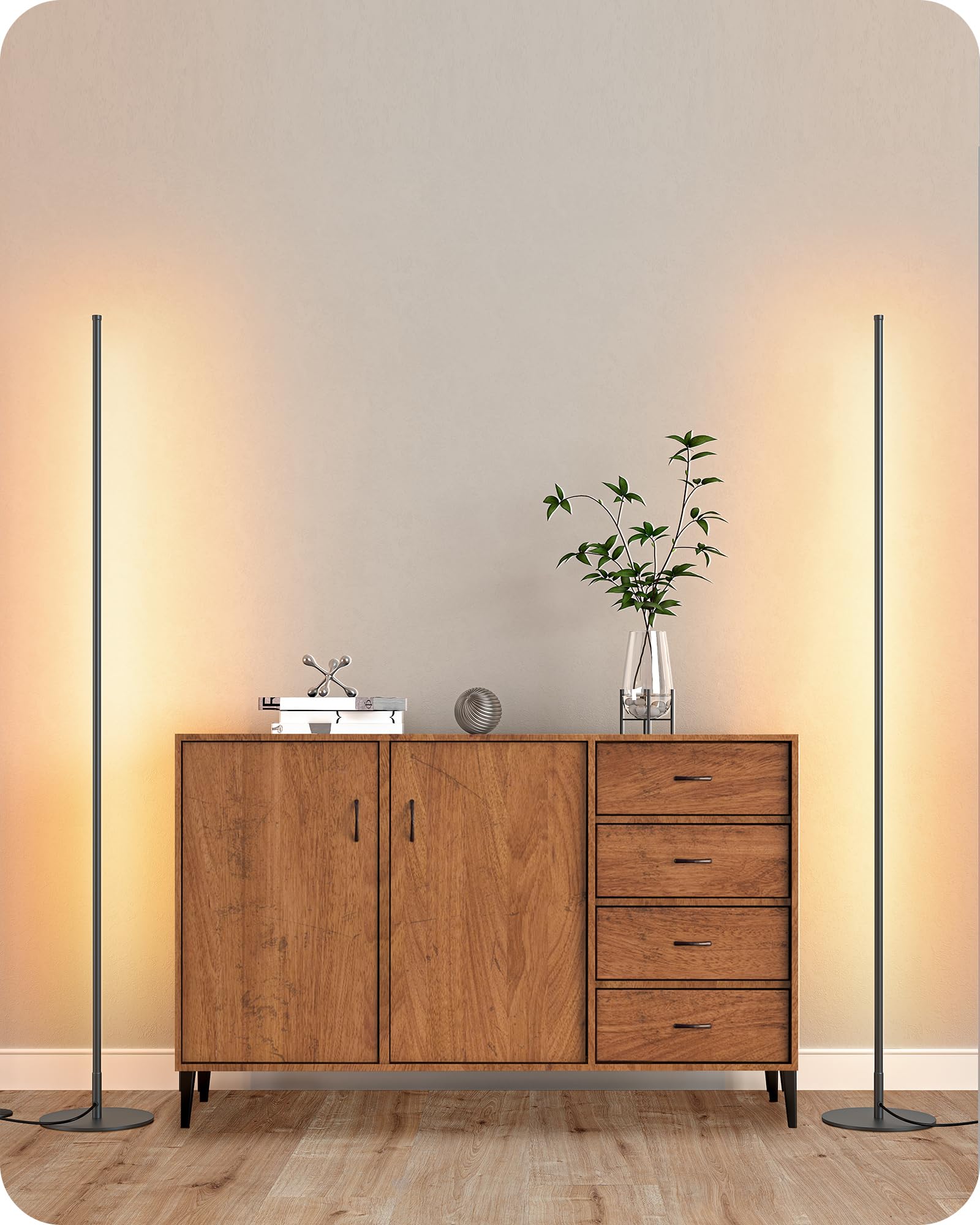 EDISHINE 2 Pack 57.5” Floor Lamp with Remote, Dimmable & 7 CCT Adjustable 