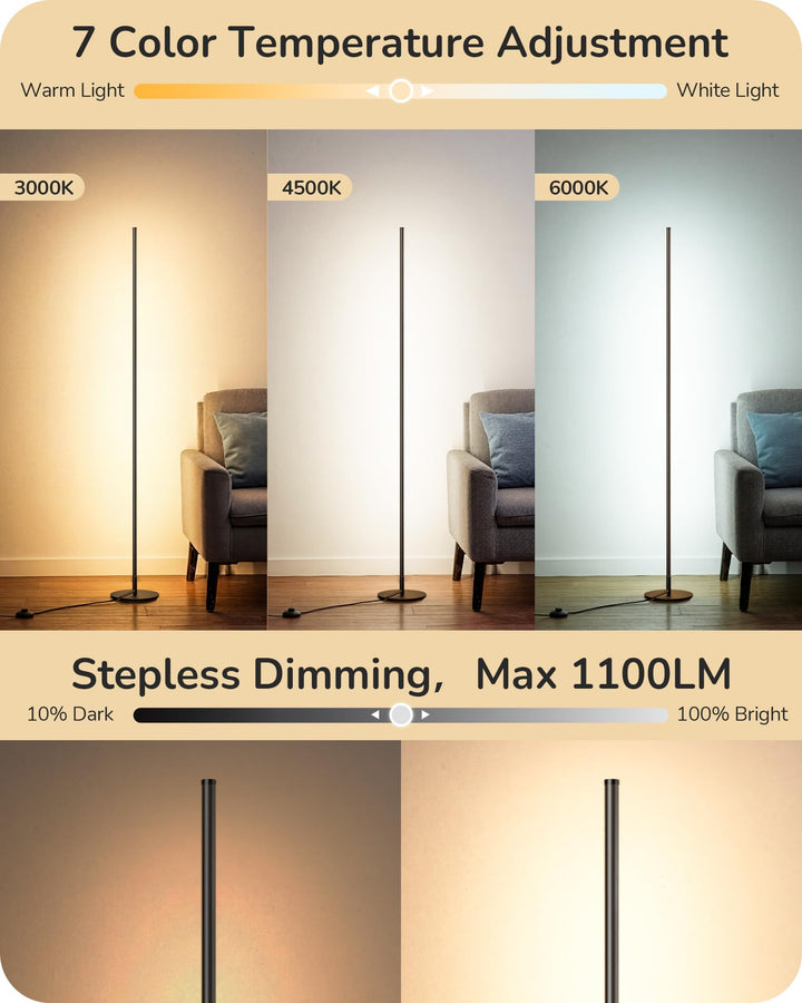 EDISHINE 2 Pack 57.5” Floor Lamp with Remote, Dimmable &amp; 7 CCT Adjustable 