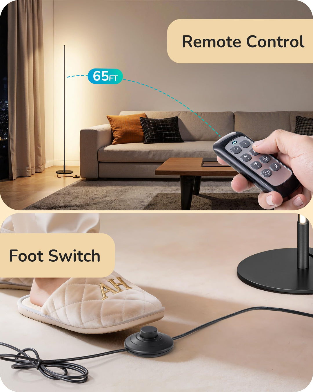 EDISHINE 2 Pack 57.5” Floor Lamp with Remote, Dimmable &amp; 7 CCT Adjustable 