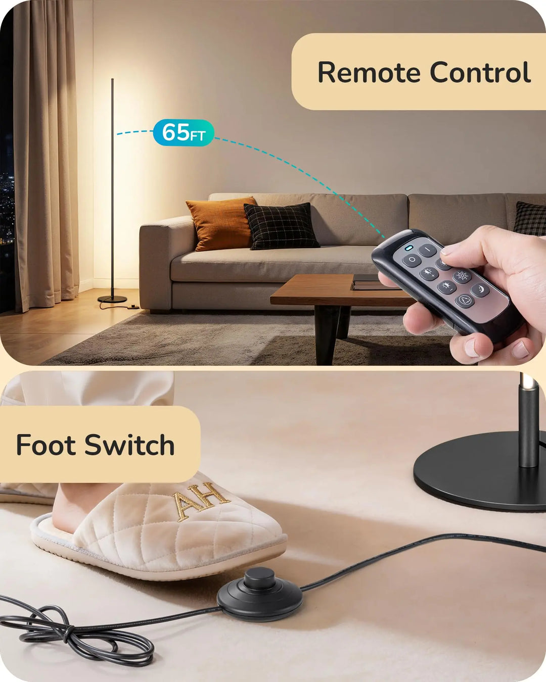 EDISHINE 2 Pack 57.5” Floor Lamp with Remote, Dimmable &amp; 7 CCT Adjustable 