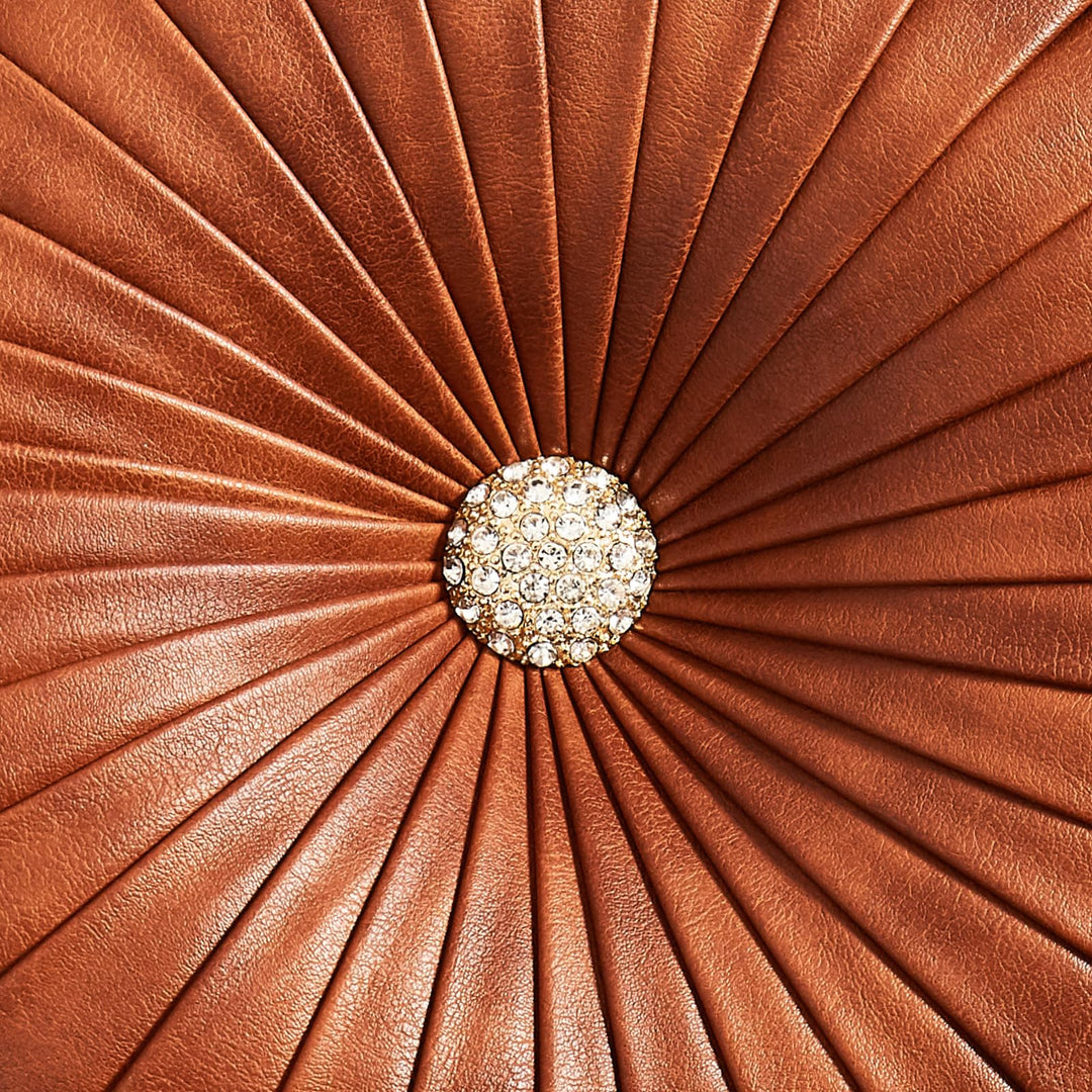 EUCIOR Brown Round Leather Pillow,Circle Pillow,Handmade Round Throw Pillow,Smooth Faux Leather Decorative Pillows for Home Decor Bedroom Living Room Couch Bed,Diameter 15" 