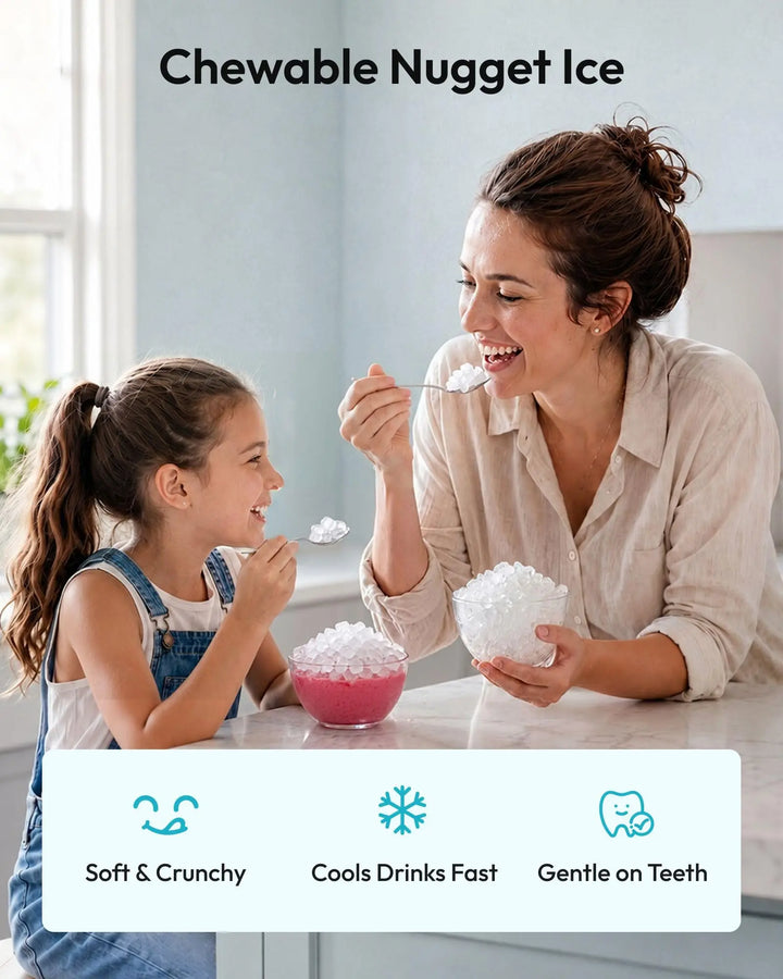 EUHOMY Nugget Ice Maker Countertop, 44Lbs/24H Sonic Ice Maker Machine, Self-Cleaning Pellet Ice Makers with Ice Scoop&Basket, Countertop Pebble Ice Maker for Home/Kitchen/Office 