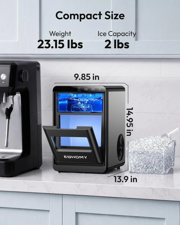 EUHOMY Nugget Ice Maker Countertop, 44Lbs/24H Sonic Ice Maker Machine, Self-Cleaning Pellet Ice Makers with Ice Scoop&Basket, Countertop Pebble Ice Maker for Home/Kitchen/Office 