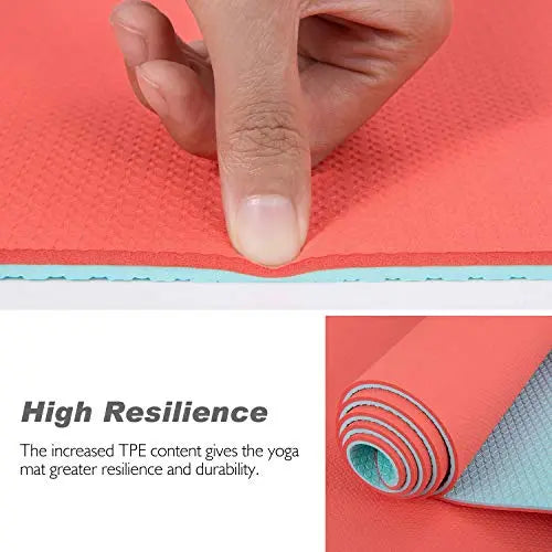 Eco-Friendly 1/4 inch Non-Slip Textured Yoga Mat | Exercise Mat with Carrying Strap - Orange TOPLUS