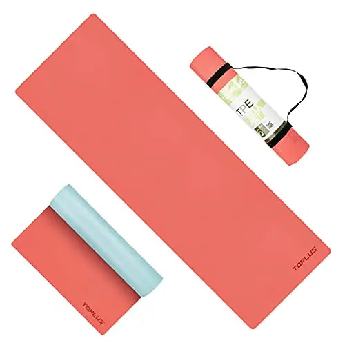 Eco-Friendly 1/4 inch Non-Slip Textured Yoga Mat | Exercise Mat with Carrying Strap - Orange TOPLUS