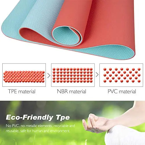 Eco-Friendly 1/4 inch Non-Slip Textured Yoga Mat | Exercise Mat with Carrying Strap - Orange TOPLUS