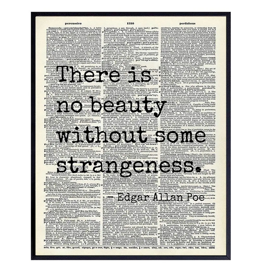 Edgar Allan Poe Quote 8x10 Dictionary Art Wall Decor Picture - Upcycled Vintage Retro Decoration for Home, Office, Apartment, Living Room, Bedroom, Bathroom - Gift for Poetry Fans 
