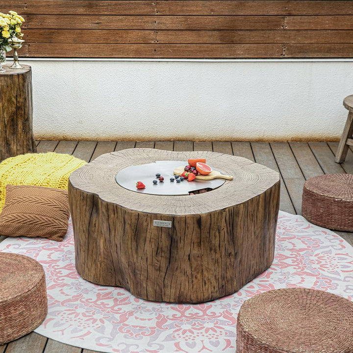 Elementi Manchester Outdoor Firepit Table 42 Inches Rectangular Fire Pit Concrete Patio Heater Electronic Ignition Backyard Fireplace Cover Lava Rock Included Liquid Propane 