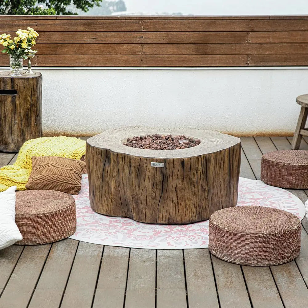 Elementi Manchester Outdoor Firepit Table 42 Inches Rectangular Fire Pit Concrete Patio Heater Electronic Ignition Backyard Fireplace Cover Lava Rock Included Liquid Propane 