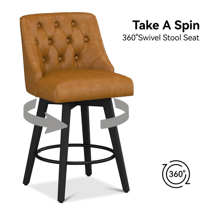 Erdoru 26 Inch Swivel Counter Height Bar Stools, Set of 6, Rustic Brown