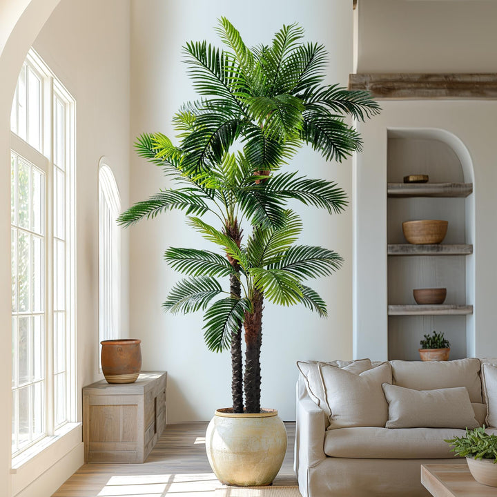 Erimda 9.1FT Artificial Phoenix Palm Tree Artificial Plants Indoor Outdoor Large Faux Coconut Silk Palm Tree Tropical Fake Tree Faux Sago Palm Plant for Modern Farmhouse Yard Outside Patio Poolside 
