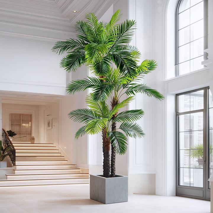 Erimda 9.1FT Artificial Phoenix Palm Tree Artificial Plants Indoor Outdoor Large Faux Coconut Silk Palm Tree Tropical Fake Tree Faux Sago Palm Plant for Modern Farmhouse Yard Outside Patio Poolside 