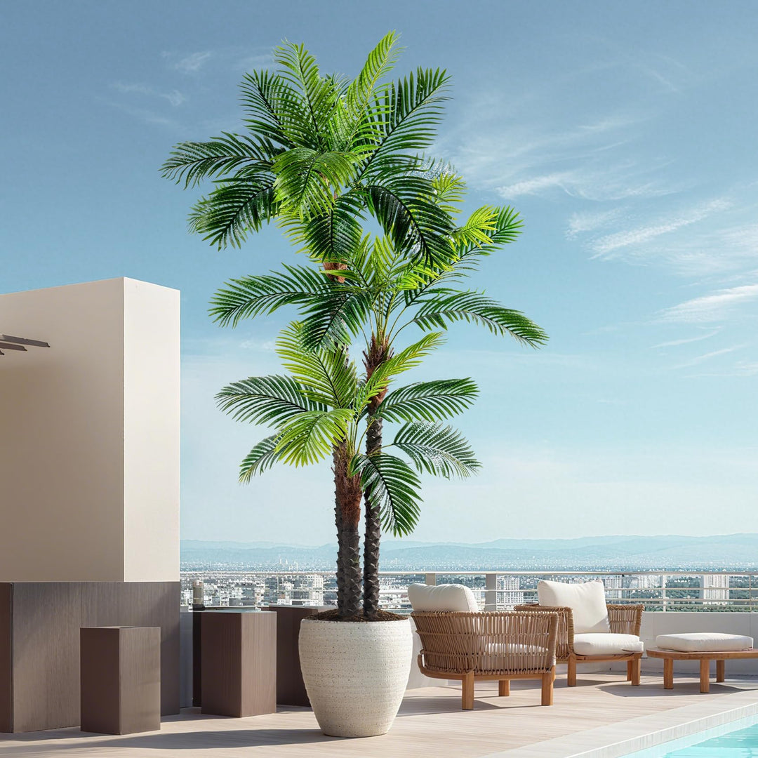 Erimda 9.1FT Artificial Phoenix Palm Tree Artificial Plants Indoor Outdoor Large Faux Coconut Silk Palm Tree Tropical Fake Tree Faux Sago Palm Plant for Modern Farmhouse Yard Outside Patio Poolside 