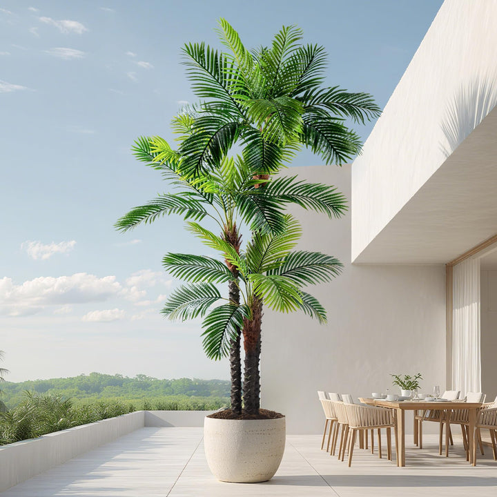 Erimda 9.1FT Artificial Phoenix Palm Tree Artificial Plants Indoor Outdoor Large Faux Coconut Silk Palm Tree Tropical Fake Tree Faux Sago Palm Plant for Modern Farmhouse Yard Outside Patio Poolside 