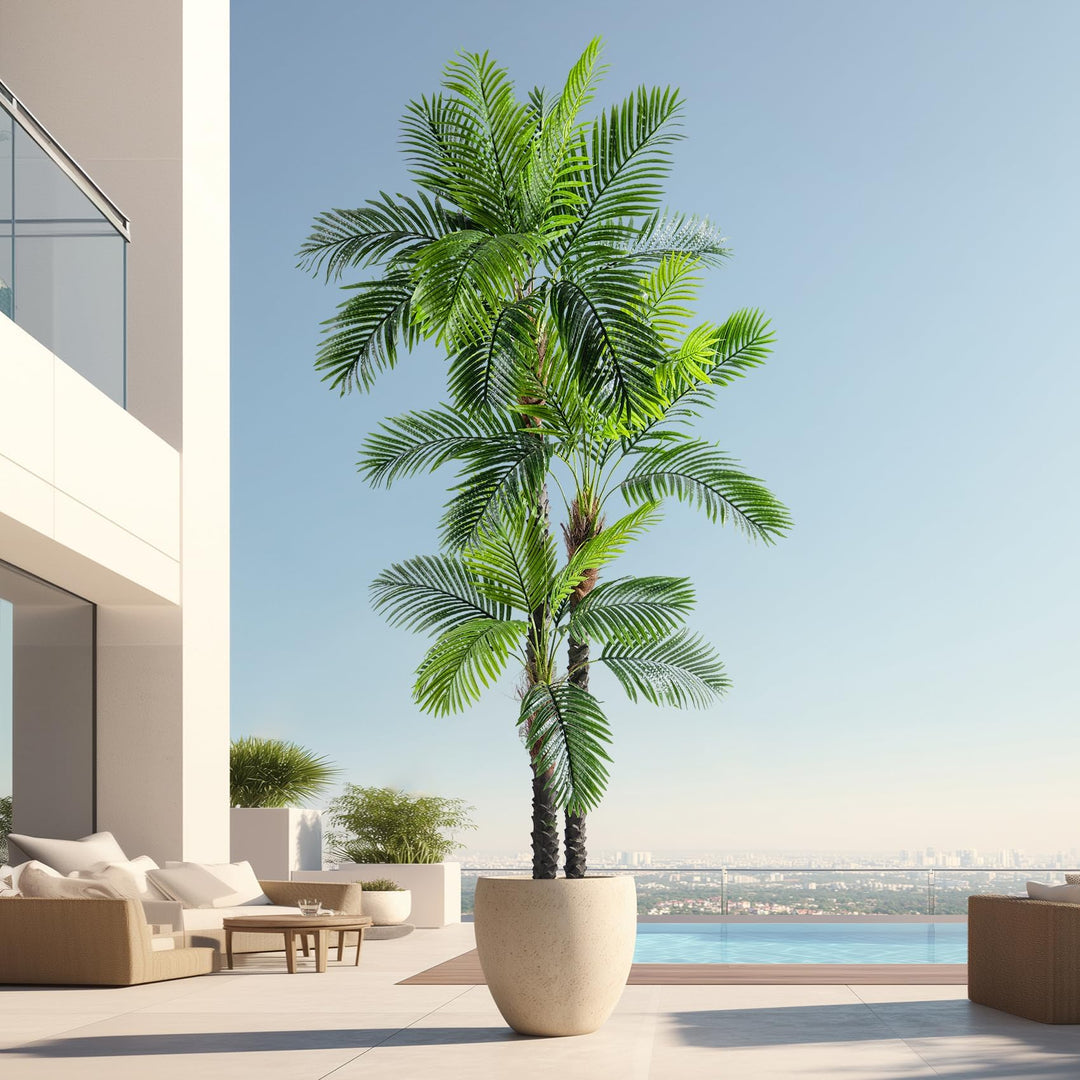 Erimda 9.1FT Artificial Phoenix Palm Tree Artificial Plants Indoor Outdoor Large Faux Coconut Silk Palm Tree Tropical Fake Tree Faux Sago Palm Plant for Modern Farmhouse Yard Outside Patio Poolside 