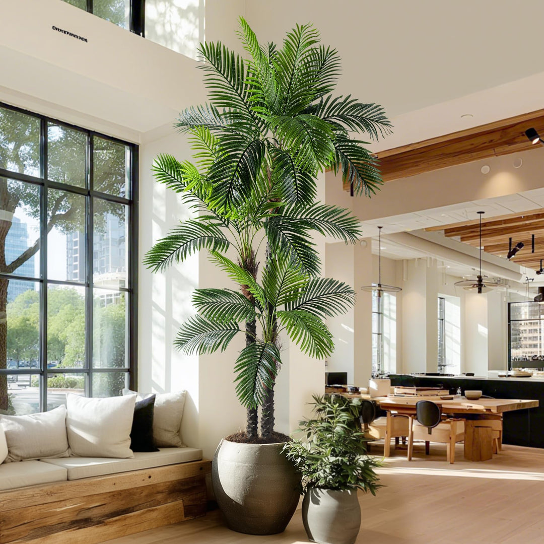 Erimda 9.1FT Artificial Phoenix Palm Tree Artificial Plants Indoor Outdoor Large Faux Coconut Silk Palm Tree Tropical Fake Tree Faux Sago Palm Plant for Modern Farmhouse Yard Outside Patio Poolside 