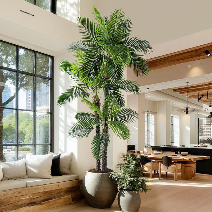 Erimda 9.1FT Artificial Phoenix Palm Tree Artificial Plants Indoor Outdoor Large Faux Coconut Silk Palm Tree Tropical Fake Tree Faux Sago Palm Plant for Modern Farmhouse Yard Outside Patio Poolside 