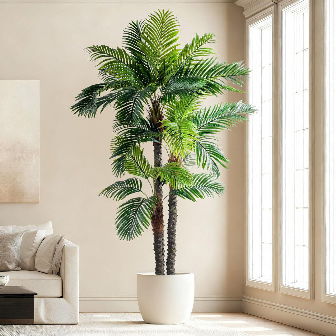 Erimda 9.1FT Artificial Phoenix Palm Tree Artificial Plants Indoor Outdoor Large Faux Coconut Silk Palm Tree Tropical Fake Tree Faux Sago Palm Plant for Modern Farmhouse Yard Outside Patio Poolside 