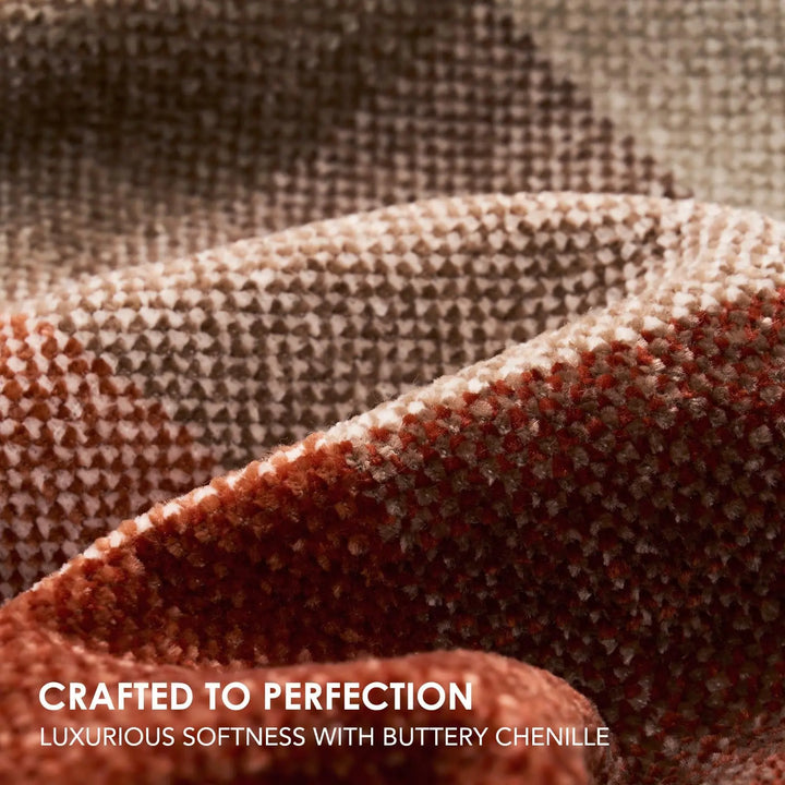 EverGrace Plaid Chenille Fall Throw Blanket, 60"x80", Harvest Orange Plaid
