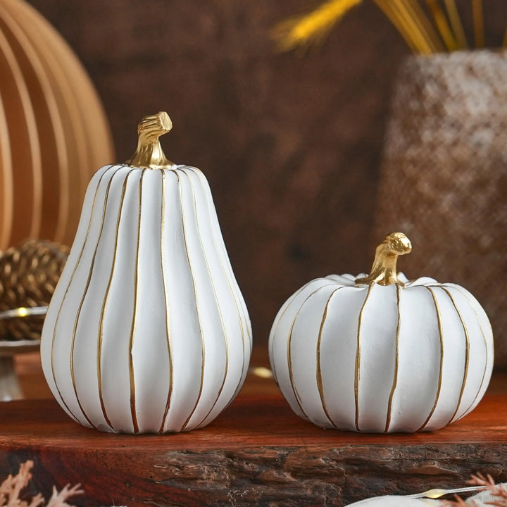 FESTGLOX Pumpkin Fall Decor, White Gold Pumpkin for Thanksgiving Decoration