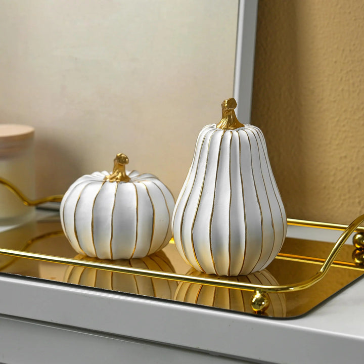 FESTGLOX Pumpkin Fall Decor, White Gold Pumpkin for Thanksgiving Decoration