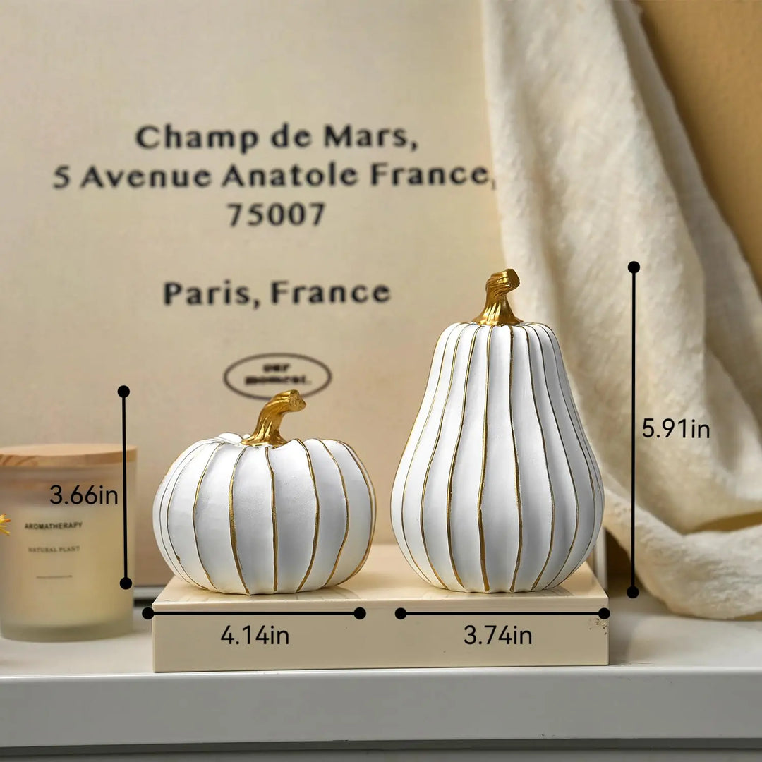 FESTGLOX Pumpkin Fall Decor, White Gold Pumpkin for Thanksgiving Decoration