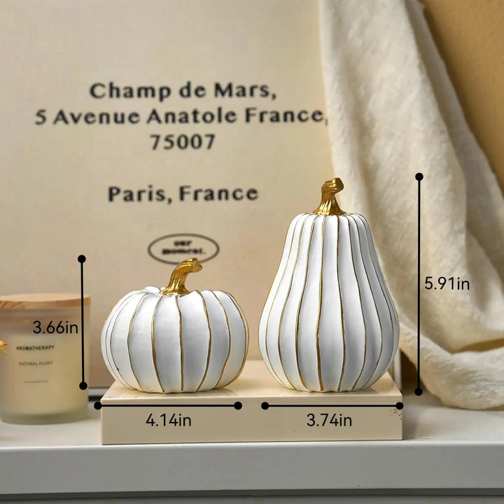 FESTGLOX Pumpkin Fall Decor, White Gold Pumpkin for Thanksgiving Decoration