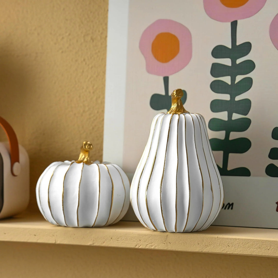 FESTGLOX Pumpkin Fall Decor, White Gold Pumpkin for Thanksgiving Decoration
