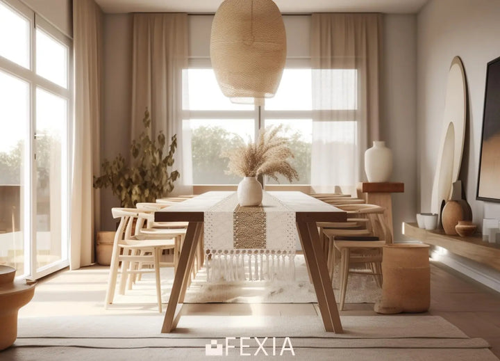 FEXIA Boho Table Runner, 12x72 Rustic with Tassels