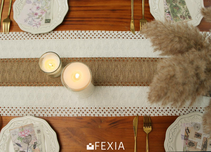 FEXIA Boho Table Runner, 12x72 Rustic with Tassels 