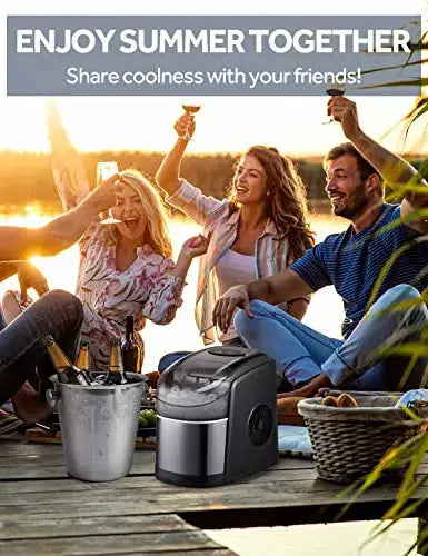 FREE VILLAGE Countertop Ice Maker with Ice Scoop and Basket - Black FREE VILLAGE