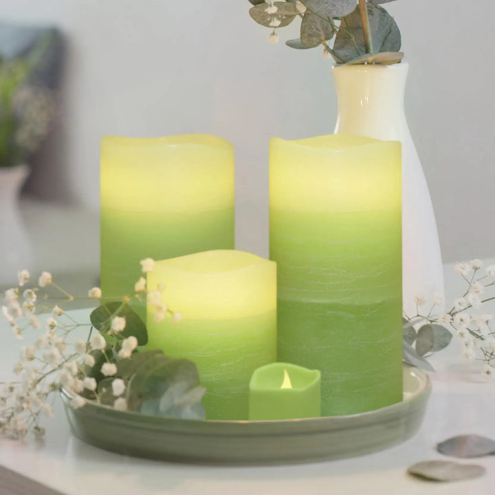 FURORA LIGHTING Green Ombre LED Candles, 8-Pack Set with Remote &amp; Timer