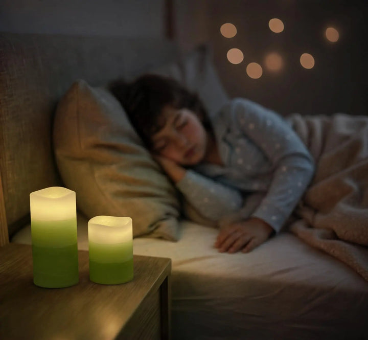 FURORA LIGHTING Green Ombre LED Candles, 8-Pack Set with Remote &amp; Timer