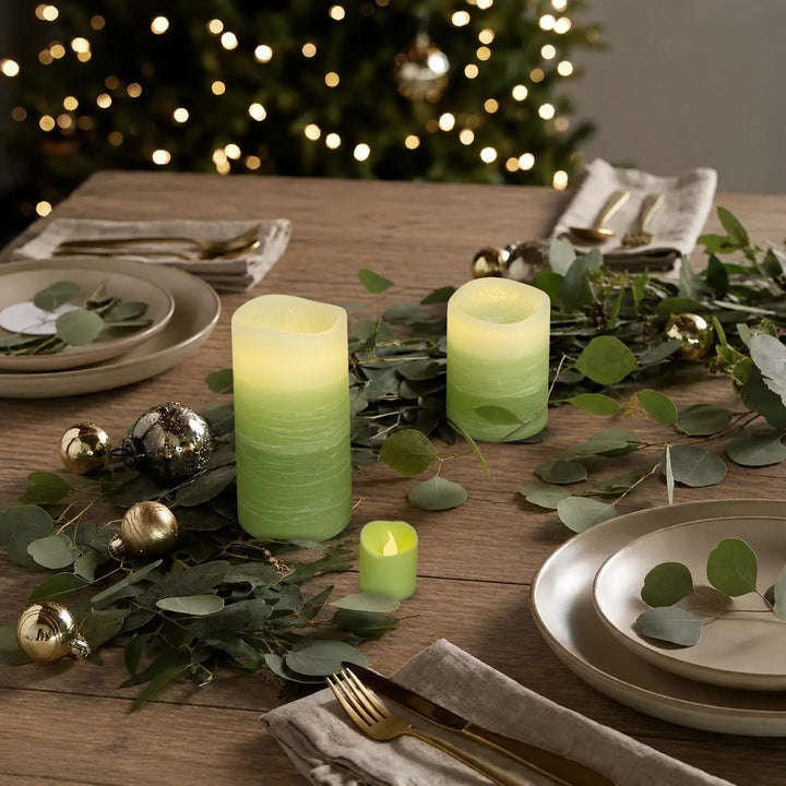 FURORA LIGHTING Green Ombre LED Candles, 8-Pack Set with Remote &amp; Timer