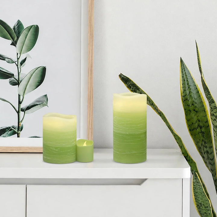 FURORA LIGHTING Green Ombre LED Candles, 8-Pack Set with Remote &amp; Timer