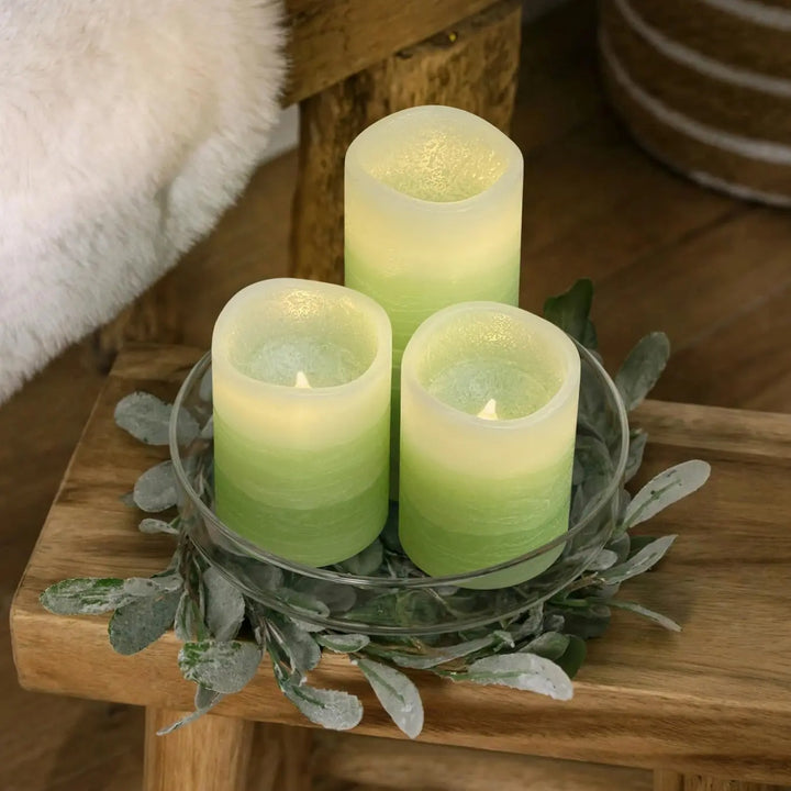 FURORA LIGHTING Green Ombre LED Candles, 8-Pack Set with Remote &amp; Timer