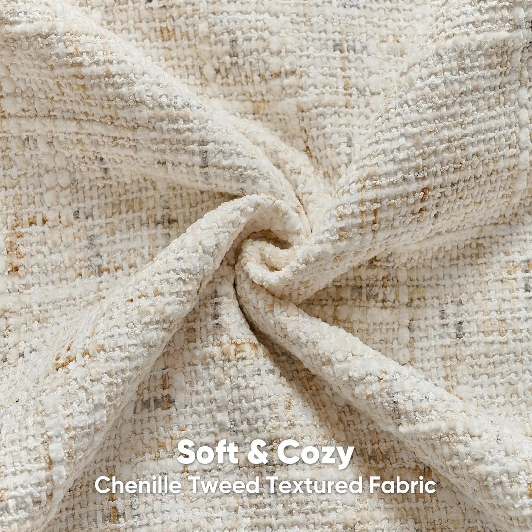 FUTEI Pack of 2 Tweed Chenille Throw Pillow Covers 18x18 Inch, Cream