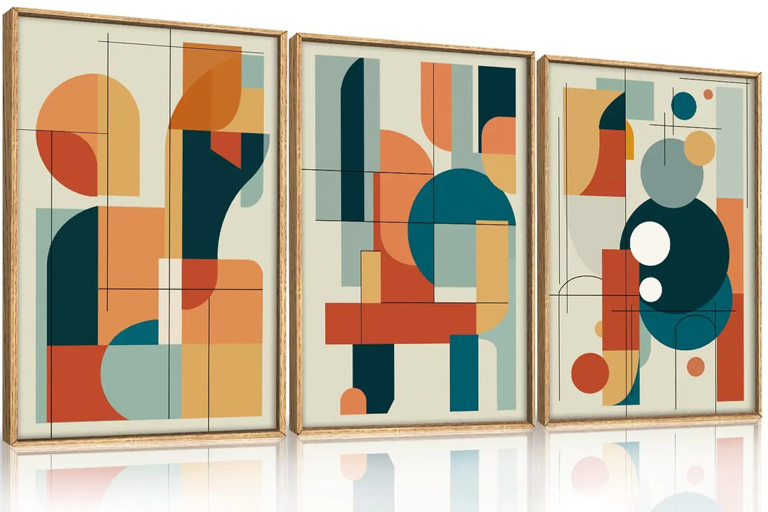 FWIEXA Mid Century Modern Wall Art Set Framed, Modern Canvas Art Wall Decor, Large Abstract Wall Painting, 3 Piece 16x24 Inches Artwork for Living Room, Bedroom, Office