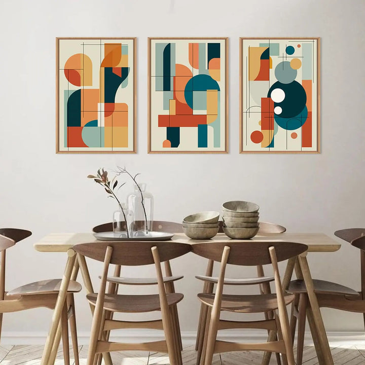 FWIEXA Mid Century Modern Wall Art Set Framed, Modern Canvas Art Wall Decor, Large Abstract Wall Painting, 3 Piece 16x24 Inches Artwork for Living Room, Bedroom, Office