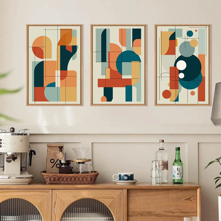 FWIEXA Mid Century Modern Wall Art Set Framed, Modern Canvas Art Wall Decor, Large Abstract Wall Painting, 3 Piece 16x24 Inches Artwork for Living Room, Bedroom, Office