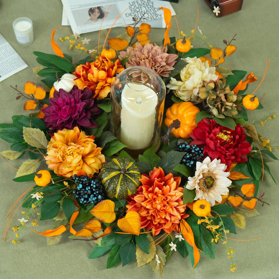 Fall Wreaths for Front Door 24 Inch, Rustic Farmhouse Harvest Autumn Wreath
