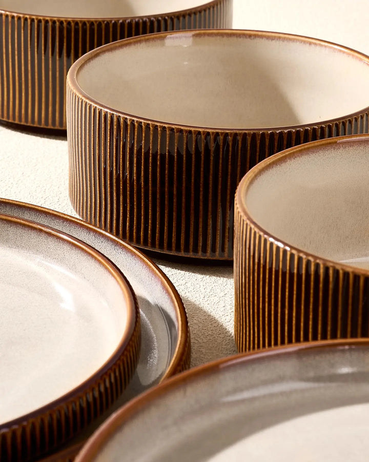 Famiware Premium Dinnerware Set for 4, Reactive Glaze Plates and Bowls Sets
