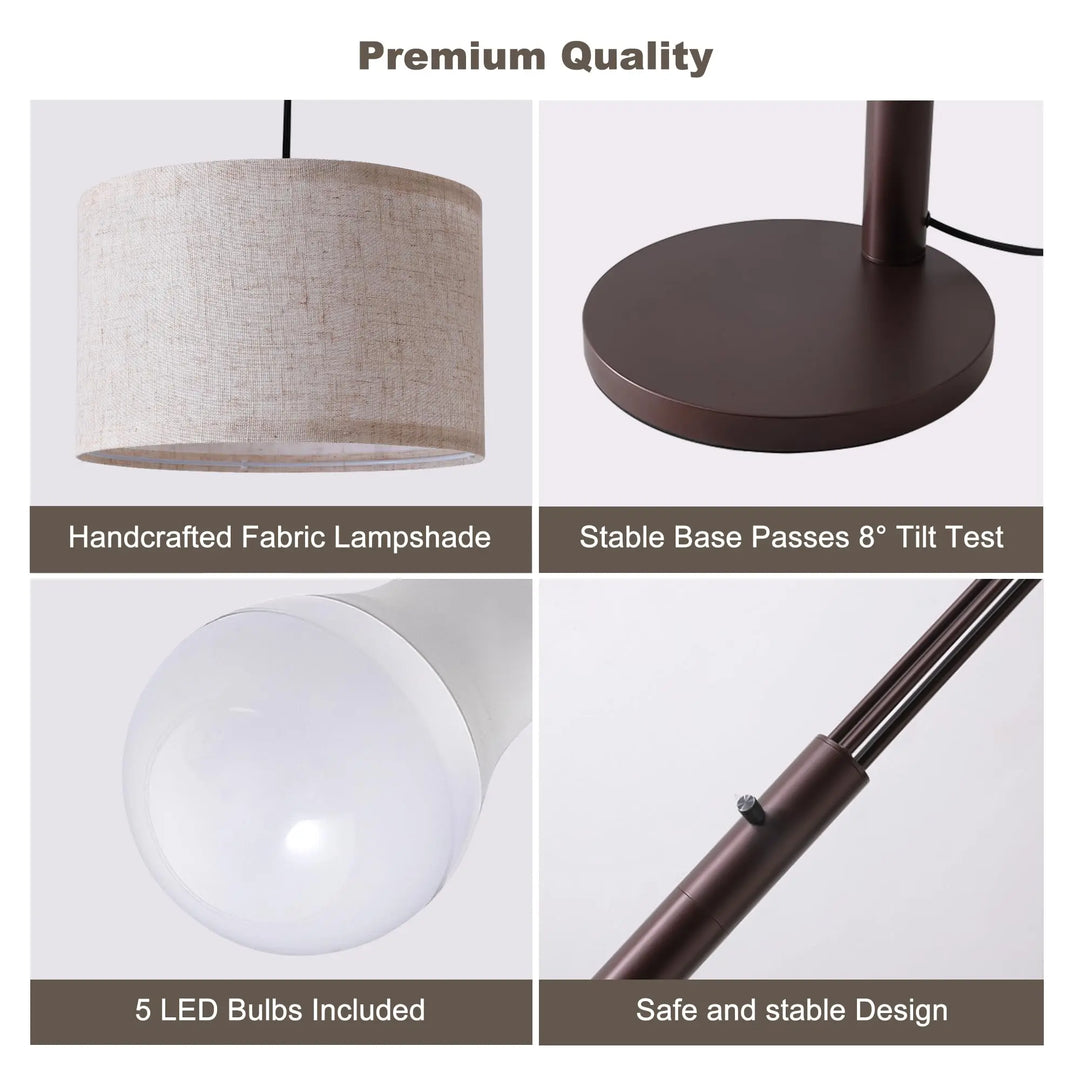 Fansdrick Dimmable Floor Lamp - Arc Floor Lamps for Living Room, 4000LM Super Bright Modern Tall Standing Lamp with Black Shades &amp; Heavy Base, Mid Century Tree Floor Lamp for Bedroom Office 