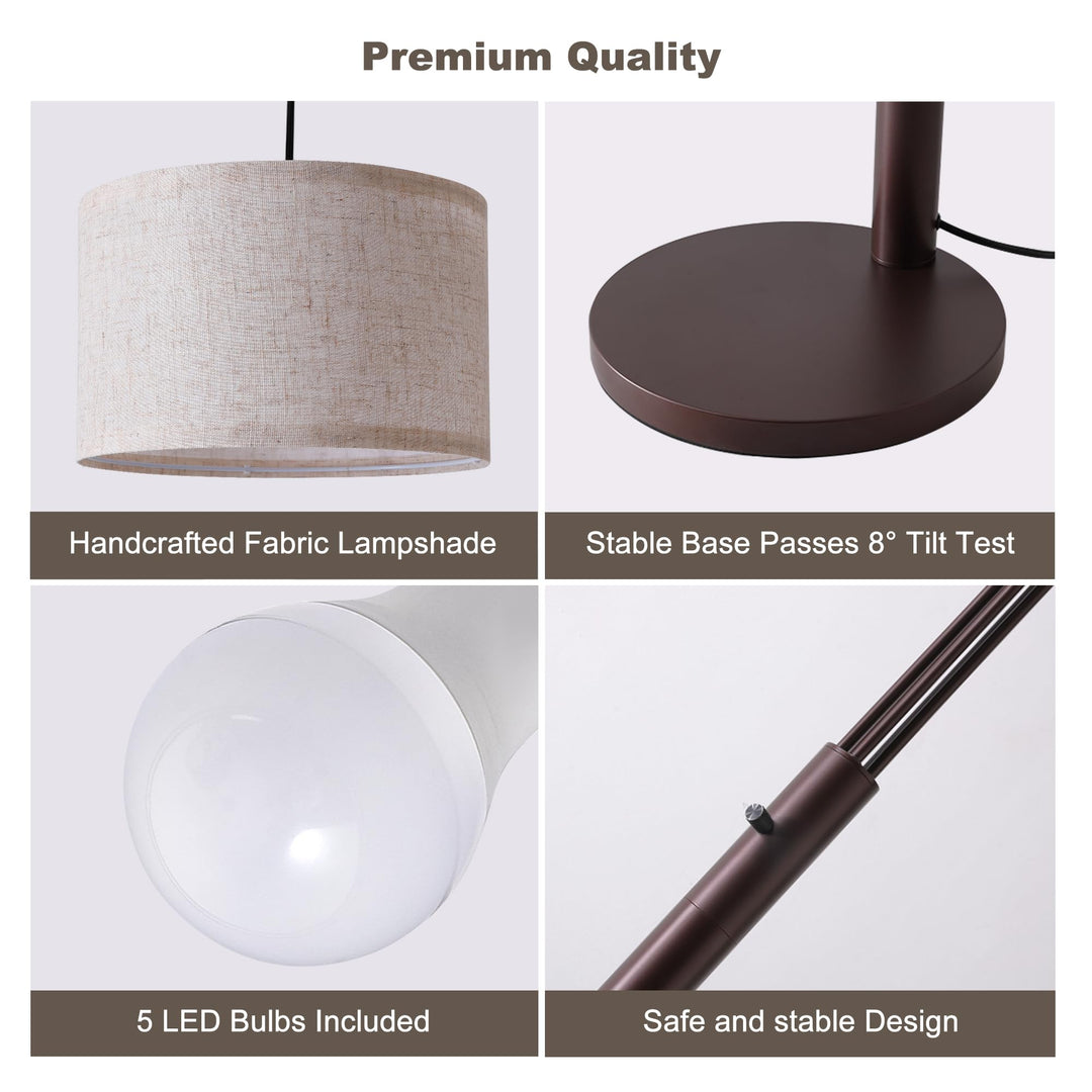 Fansdrick Dimmable Floor Lamp - Arc Floor Lamps for Living Room, 4000LM Super Bright Modern Tall Standing Lamp with Black Shades &amp; Heavy Base, Mid Century Tree Floor Lamp for Bedroom Office 
